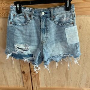 American Eagle Outfitters Blue Jean Shorts Distressed High-Waisted Sz 4